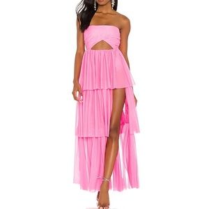 Revolve strapless tiered ruffle gown For love & Lemons